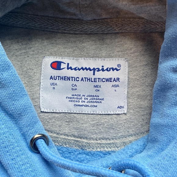 Baby blue champion hoodie in a size small! - Picture 2 of 3